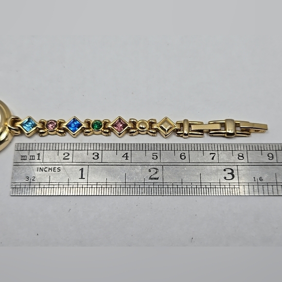 Kim Rogers Ladies Goldtone Multicolor Crystal Bracelet Watch Diamond New Battery - Picture 7 of 9